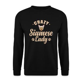 Crazy Siamese Cat Lady Pet Cat - Unisex Sweatshirt - black - Front - Alina (178cm) & Michal (187cm)