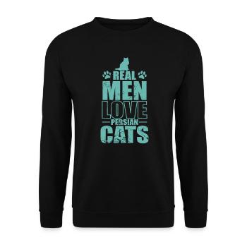 Real Men Love Persian Cats Hauskatze - Unisex Pullover - Schwarz - Vorne - Alina (178cm) & Michal (187cm)