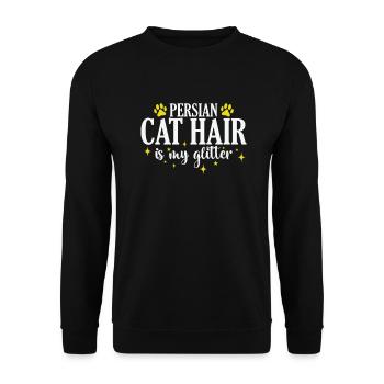 Persian Cat Hair is my Glitter Domestic Cat - Unisex Sweatshirt - black - Front - Alina (178cm) & Michal (187cm)
