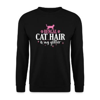 Bengal Cat Hair is my Glitter Domestic Cat - Unisex Sweatshirt - black - Front - Alina (178cm) & Michal (187cm)