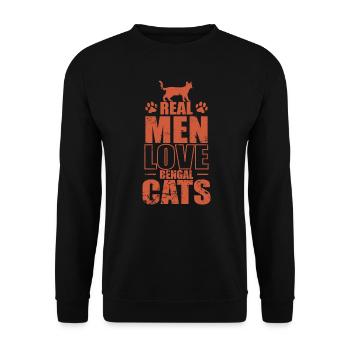 Real Men Love Bengal Cats Domestic Cat - Unisex Sweatshirt - black - Front - Alina (178cm) & Michal (187cm)
