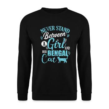 Never Stand Between a Girl and her Bengal Cat - Unisex Sweatshirt - black - Front - Alina (178cm) & Michal (187cm)