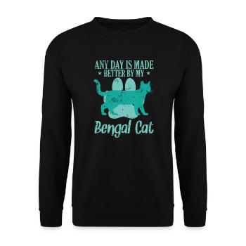 Any Day is made better by my Bengal Cat - Unisex Sweatshirt - black - Front - Alina (178cm) & Michal (187cm)