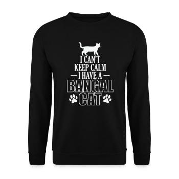 I can´t Keep Calm I have a Bangal Cat - Unisex Pullover - Schwarz - Vorne - Alina (178cm) & Michal (187cm)