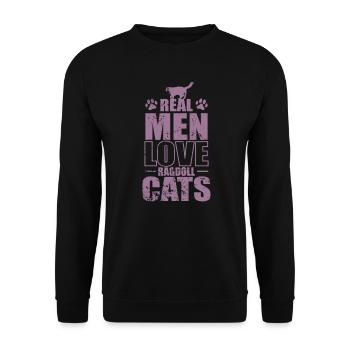 Les vrais hommes aiment les chats ragdoll chat domestique - Sweat-shirt Unisexe - noir - Devant - Alina (178cm) & Michal (187cm)