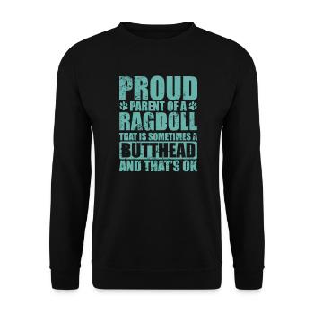 Fier parent d’un chat ragdoll Hauskatze - Sweat-shirt Unisexe - noir - Devant - Alina (178cm) & Michal (187cm)