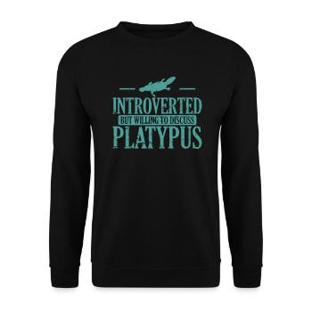 Introverted But Willing to Discuss Platypus - Unisex Sweatshirt - black - Front - Alina (178cm) & Michal (187cm)