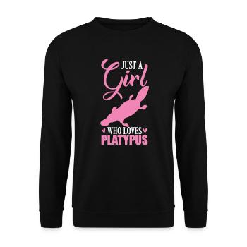 Just a Girl who loves Platypus Schnabeltier - Unisex Sweatshirt - black - Front - Alina (178cm) & Michal (187cm)