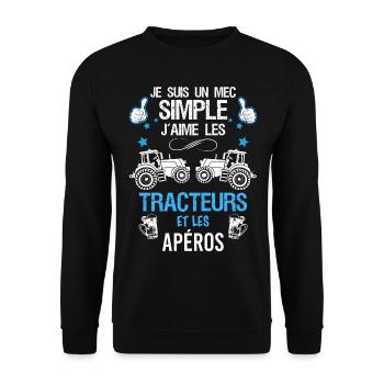 Tracteur Et Apéros Le Combo Parfait Cadeau Homme - Sweat-shirt Unisexe - noir - Devant - Alina (178cm) & Michal (187cm)