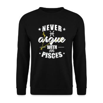 Signe du zodiaque Ne jamais discuter avec un Poissons Poissons Poissons - Sweat-shirt Unisexe - noir - Devant - Alina (178cm) & Michal (187cm)