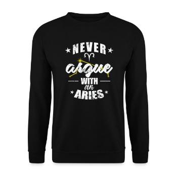 Signe du zodiaque Ne jamais discuter avec un Bélier Bélier - Sweat-shirt Unisexe - noir - Devant - Alina (178cm) & Michal (187cm)