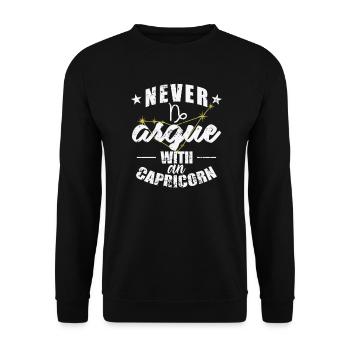Signe du zodiaque Ne jamais se disputer avec un Capricorne - Sweat-shirt Unisexe - noir - Devant - Alina (178cm) & Michal (187cm)
