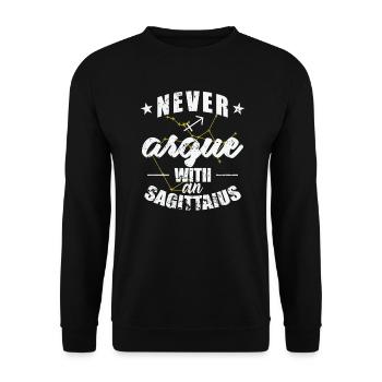 Signe du zodiaque Ne jamais discuter avec un Sagittaire - Sweat-shirt Unisexe - noir - Devant - Alina (178cm) & Michal (187cm)