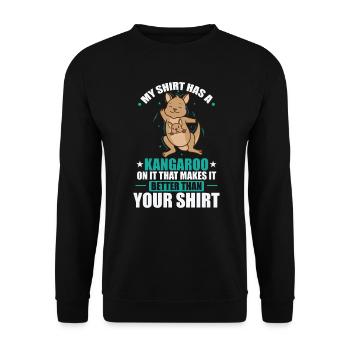 My Tee has a Kangaroo on it Australien - Unisex Pullover - Schwarz - Vorne - Alina (178cm) & Michal (187cm)