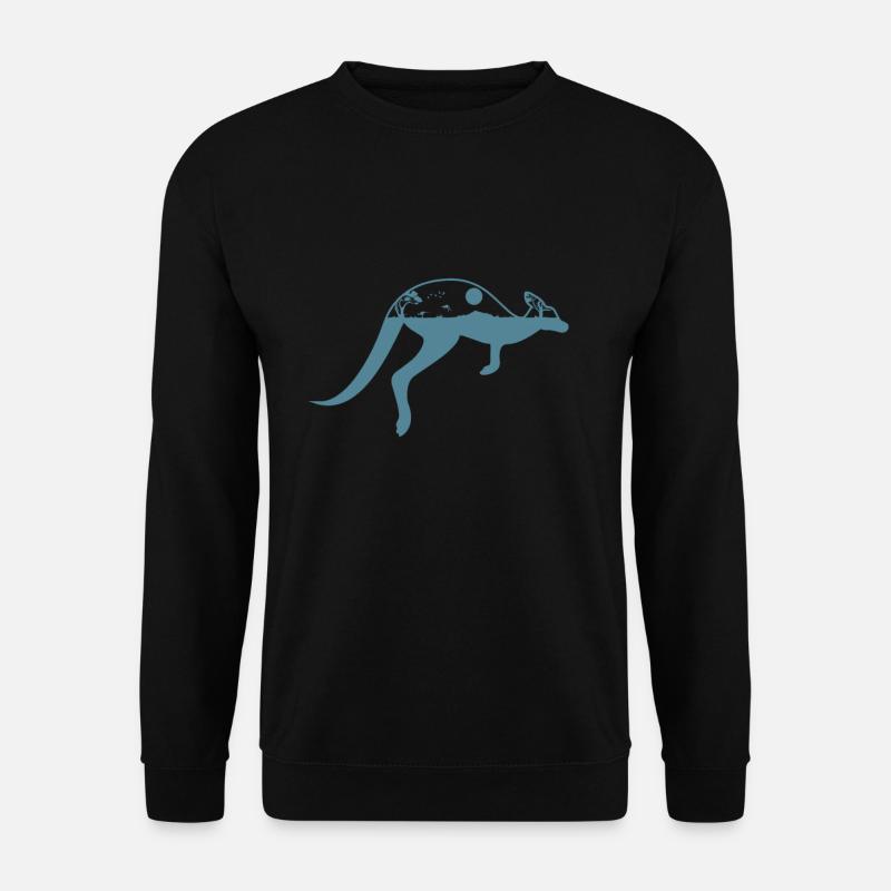 Kangaroo mit Australischer Landschaft - Unisex Pullover - Schwarz