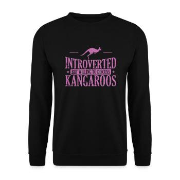 Introverted But Willing to Discuss Kangaroos - Unisex Pullover - Schwarz - Vorne - Alina (178cm) & Michal (187cm)