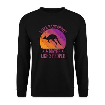 I Like Kangaroos and Maybe 3 People Australien - Unisex Pullover - Schwarz - Vorne - Alina (178cm) & Michal (187cm)