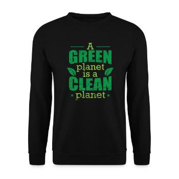 A green Planet is a Clean Planet Natur - Unisex Pullover - Schwarz - Vorne - Alina (178cm) & Michal (187cm)