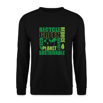 Recycle Green Eco Planet Reduce Respect - Unisex Pullover - Schwarz - Vorne - Alina (178cm) & Michal (187cm)