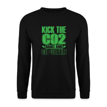Kick the CO2 Habit and go Green Planet Earth - Unisex Sweatshirt - black - Front - Alina (178cm) & Michal (187cm)