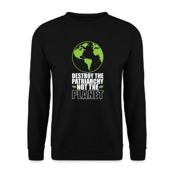 Détruire le patriarcat, pas la planète - Sweat-shirt Unisexe - noir - Devant - Alina (178cm) & Michal (187cm)