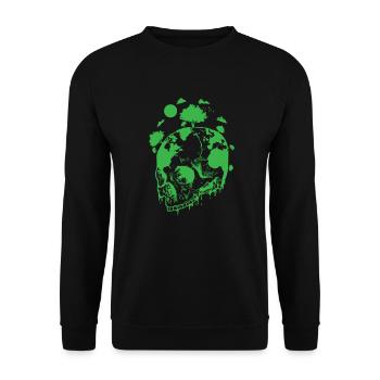 Green earth on a bone skull nature - Unisex Sweatshirt - black - Front - Alina (178cm) & Michal (187cm)