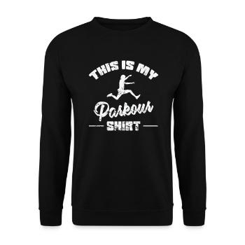 This is my Parkour Tee Sport Training - Unisex Sweatshirt - black - Front - Alina (178cm) & Michal (187cm)