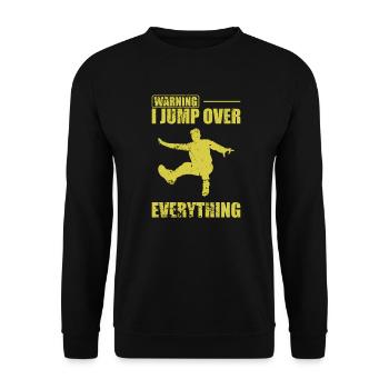 Warning I jump over Everything Parkour Sport - Unisex Sweatshirt - black - Front - Alina (178cm) & Michal (187cm)