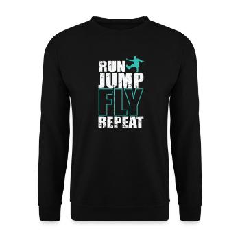 Run Jump Fly Repeat Parkour Sport Training - Unisex Sweatshirt - black - Front - Alina (178cm) & Michal (187cm)