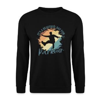 It's a beautiful Day for Parkour Sport - Unisex Sweatshirt - black - Front - Alina (178cm) & Michal (187cm)