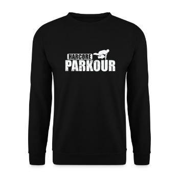 Hardcore Parkour Sport Training Fitness - Unisex Pullover - Schwarz - Vorne - Alina (178cm) & Michal (187cm)