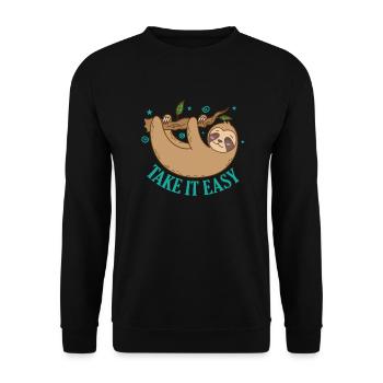 Take it Easy Paresseux Nature paresseuse - Sweat-shirt Unisexe - noir - Devant - Alina (178cm) & Michal (187cm)