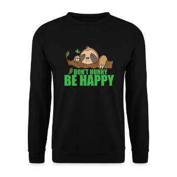 Ne vous dépêchez pas d’être heureux paresseux paresseux - Sweat-shirt Unisexe - noir - Devant - Alina (178cm) & Michal (187cm)