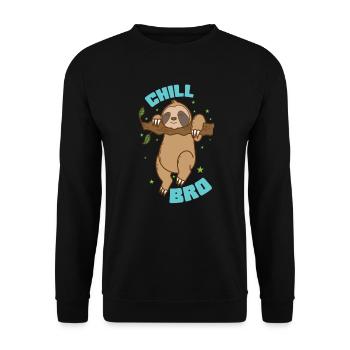 Chill Bro Faultier faul Regenwald - Unisex Pullover - Schwarz - Vorne - Alina (178cm) & Michal (187cm)