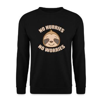 No Hurriers No Worriers Faultier faul - Unisex Pullover - Schwarz - Vorne - Alina (178cm) & Michal (187cm)