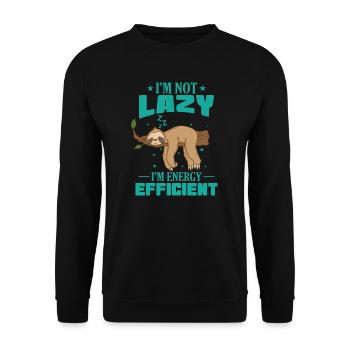 I'm not Lazy I'm Energy Efficient Faultier - Unisex Pullover - Schwarz - Vorne - Alina (178cm) & Michal (187cm)
