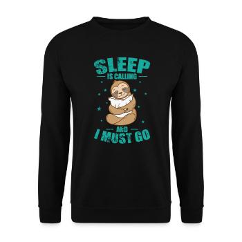 Sleep is Calling and I must go Faultier - Unisex Pullover - Schwarz - Vorne - Alina (178cm) & Michal (187cm)