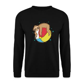 Faultier auf einem Wasserball faul - Unisex Pullover - Schwarz - Vorne - Alina (178cm) & Michal (187cm)