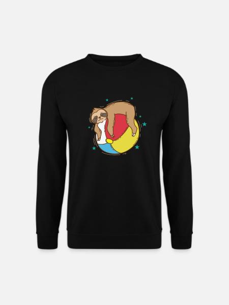 Faultier auf einem Wasserball faul - Unisex Pullover - Schwarz