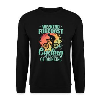 Prévisions de week-end Cyclisme avec possibilité de boire - Sweat-shirt Unisexe - noir - Devant - Alina (178cm) & Michal (187cm)