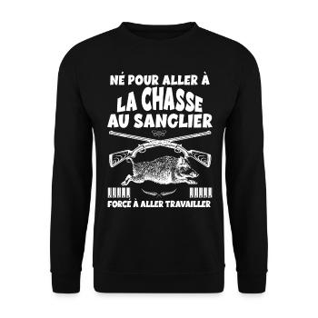 Chasseur Né Cadeau Homme Chasse Au Sanglier - Sweat-shirt Unisexe - noir - Devant - Alina (178cm) & Michal (187cm)