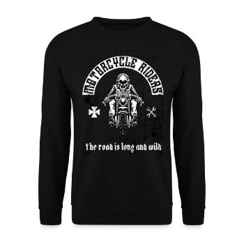 Motorradfahrer - Unisex Pullover - Schwarz - Vorne - Alina (178cm) & Michal (187cm)