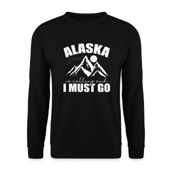 Alaska is calling and I must go USA America - Unisex Sweatshirt - black - Front - Alina (178cm) & Michal (187cm)
