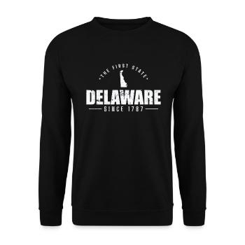 Delaware The First State since 1787 USA Amerika - Unisex Pullover - Schwarz - Vorne - Alina (178cm) & Michal (187cm)