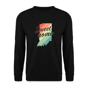 Indiana Sweet Home Karte USA Amerika - Unisex Pullover - Schwarz - Vorne - Alina (178cm) & Michal (187cm)
