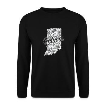 Indiana Blumen in Karte USA Amerika - Unisex Pullover - Schwarz - Vorne - Alina (178cm) & Michal (187cm)