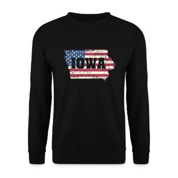 Iowa USA flag in map USA America - Unisex Sweatshirt - black - Front - Alina (178cm) & Michal (187cm)