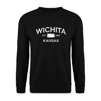 Kansas Wichita Est. 1863 USA Amerika - Unisex Pullover - Schwarz - Vorne - Alina (178cm) & Michal (187cm)