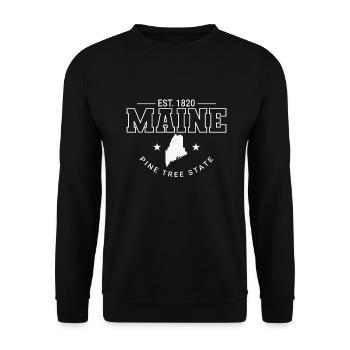 Maine Est. 1820 Pine Tree State USA Amerika - Unisex Pullover - Schwarz - Vorne - Alina (178cm) & Michal (187cm)