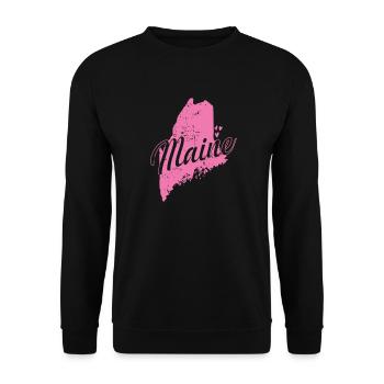 Maine Karte Umriss USA Amerika - Unisex Pullover - Schwarz - Vorne - Alina (178cm) & Michal (187cm)